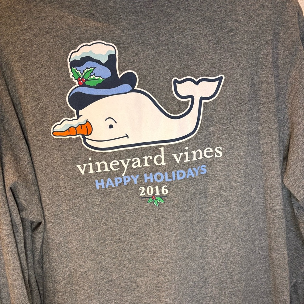 Vineyard Vines Men’s Long Sleeve T-Shirt Gray XL Christmas Theme - Picture 4 of 6